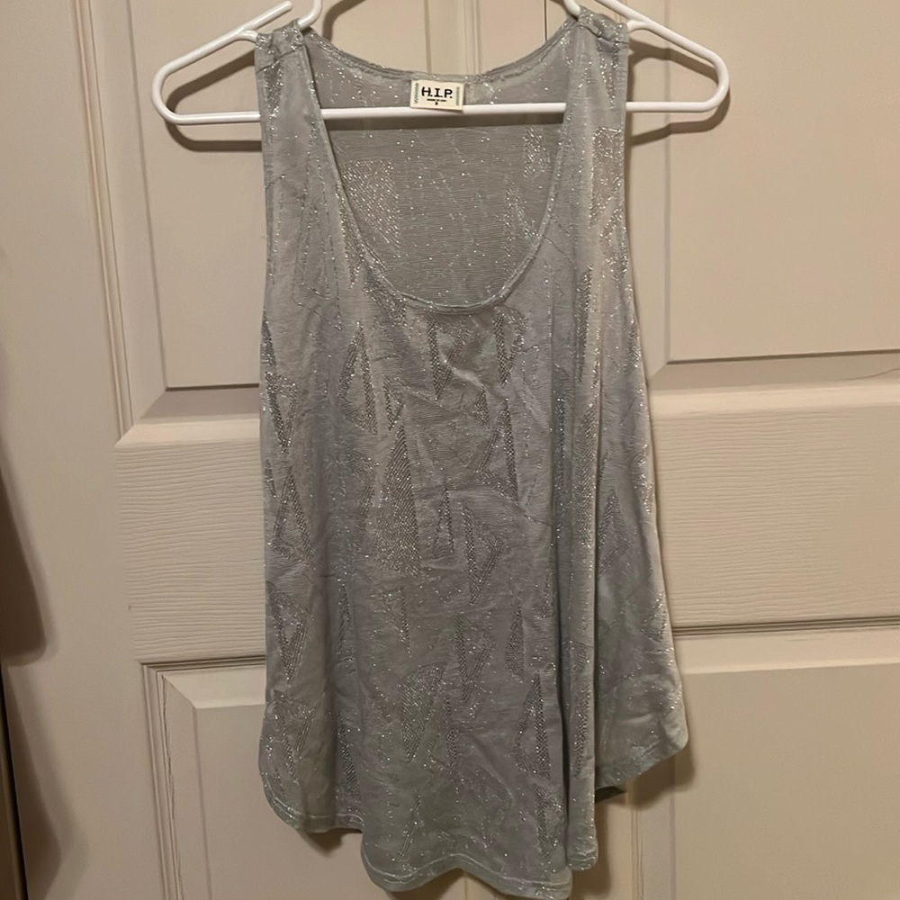 sheer, patterned tank top. H.I.P. Brand size small
